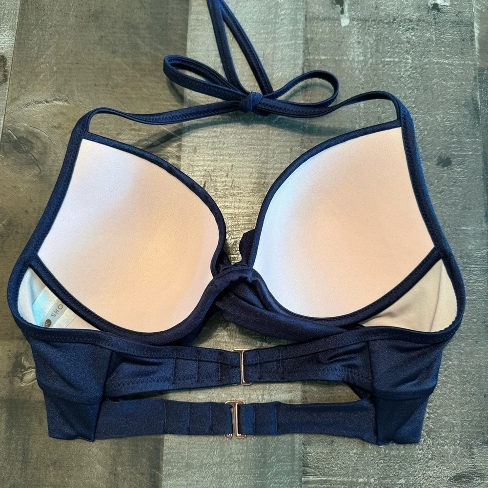 NWOT Shade & Shore Navy Bikini Top 34B